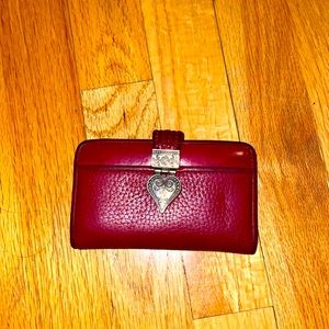 Brighton Red Leather Compact Id Card Case Wallet